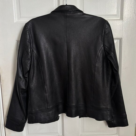 Gap Leather Jacket Black 90s Short Zip Collar Short Vintage Vintage Medium M - Picture 7 of 8